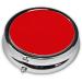 Solid Color Red Portable Metal Pill Box - Round Mini 3-Compartment Travel Essential with Hinged Fastening Ideal for Small Pills - Buy Online on GoSupps.com