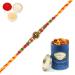 Ghasitaram Gifts Rakhis Online for Brother- R-2147 Rakhi Thread with 100 GMS of Dryfruits Mix Can Rakhi Set with 100 gms of Dryfruits Mix Can