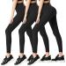 FULLSOFT 3 Pack Leggings for Women Non See Through-Workout High Waisted Tummy Control Running Yoga Pants 01-3 Pack Black black black Large-X-Large