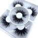 3 pairs of false eyelashes 25mm 3D natural eyelashes Handmade fluffy dramatic false eyelashes black soft reusable long thick fake eyelashes (#23)