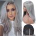 Real Hair Lace Front Wig - 18 Gray Heat-Resistant Synthetic Wig for Women | 150% Density Medium Length Long Smooth Hair - Buy Online on GoSupps.com