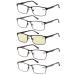 Amcedar 5-Pack Reading Glasses Men Metal Frame Rectangle Style Stainless Steel Material Spring Hinges Includes Computer Readers +2.00 +2.00 Magnification (Pack of 5) 5 Pairs Mix