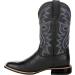 Men's Western Square Toe Cowboy Boots Retro Leather Embroidery Chunky Heel Wide Calf Black (Size 9.5) - Buy Online on GoSupps.com