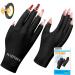 IUHFSIFS Upgrade UV Gloves for Gel Nails NO.1 UPF300+ Anti UV - SGS Certified UV Protection Gloves 24H Lasting Coolness High Tech Anti UVA&UVB 999+ UV Nail Gloves for Nail Lamp Skin Care (Black) 01-Black