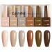 CANNI 6Pcs Hema-Free Nude Brown Gel Nail Polish Set - Dark Brown Fall Colors for DIY Home Salon & Holiday Gifts - 9ml Portable Nail Art Kit - Buy Online on GoSupps.com