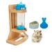 Hamster Water Bottle with Stand Adjustable Wooden Small Animal Water Dispenser Stand Guinea Pig Water Bottle With Hamster Bowls and plastic spoon for Guinea Pig Rat Hamster Gerbil Chinchilla (125ML)