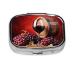 Fruit Grape Red Wine Printing 2 Compartment Small Pill Case Cute Small Pill Box Purse Pill Boxs Travel Pill Organizer for Pocket Purse and Travel Gifts