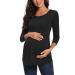 Love2Mi Maternity Top Short Sleeve Pregnancy T-Shirt Summer Tunic L Black-l