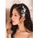 Kercisbeauty White Flower Silver Hair Comb for Women and Girls Rhinestones Headpiece for Birdal Shower Jewelry Collection