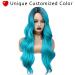 Fancy Ombre Blue Light Teal Wig | Long Curly Wavy Hair | Dark Roots | Synthetic Daily & Party Wigs for Women - 28 - Buy Online on GoSupps.com