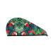 Tropical Flower Parrot Coral Velvet Dry Hair Cap Perfect for Home Travel Pool Parties Beaches Baths and More