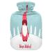 Scandinavian Christmas elf hot water bottle with soft fleece cover 2 litre hot water bag for hot and cold compresses