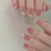 Hand manicure wearing nail patch powder blusher French cute bubble bead false naile (Color : Short T Size : S)