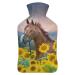 Sunflower Horse Hot Water Bottle With Cover Plush Bed Bottle Hand Warmer For Adults And Children 26.5X15.3cm
