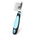 Flexzion Dogs Dematting Comb Stainless Steel Blades Rakes for Pets Cats Animals Matted Knotted Hair Brush Cutting Removing Grooming Tool with Smooth Teeth Needle - Black & Blue Handle