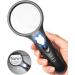 RockDaMic Professional Magnifying Glass with Light (3X / 45x) Large Lighted Handheld Glass Magnifier Lupa for Reading, Jewelry, Coins, Stamps, Fine Print - Strongest Magnify for Kids & Seniors