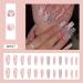 24pcs Long Coffin Ballerina False Nails with Glue - Full Cover Press on Manicure for Women Girls - Pink Heart Design - Buy Online on GoSupps.com