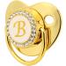 Golden Baby Pacifier with Curved Design & Clips | Custom 26 Letters | Safe for 6-18 Months - Buy Online on GoSupps.com