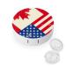 American and Canada Flag Cute Contact Lens Case Travel Portable Round Contact Storage Box Kit with Mirror for Daily Outdoor