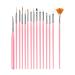 15 pieces nail art brushes nail dotting tools nail art pens drill drawing nail brush pens for nail art tools (Pink)