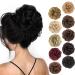 MORICA 1PCS Messy Hair Bun Hair Scrunchies Extension Curly Wavy Messy Synthetic Chignon for women Updo Hairpiece(Natural Black##) 1B(Natural Black##)