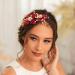 IYOU Flower Wedding Headband Red Pearl Hair Bands Copper Wire Prom Bridal Hair Accessories for Women - Buy Online on GoSupps.com