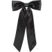 WantGor Long Tail Bow Hair Clips Hair Ribbon Bows Satin Bowknot Clip Large Hair Barrettes Cute Ponytail Holder Hair Accessories for Women Daily Party Wedding Prom (Black)