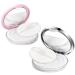 2 pieces of loose powder box with powdered quaste portable DIY-Make-up case reusable loose powder box loose powder box with mirror and mains sieve narrow powder quack (silver pink)