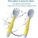 2pcs Tomedeks Infant Feeding Training Spoon and Fork Set - Yellow/Pink - Buy Online on GoSupps.com