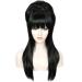 Linfairy Long Straight Black Wig Big Bouffant Beehive Wigs for Women Fits 50s 80s Costume Black