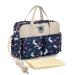 Kamay's Multifunctional Waterproof Mummy Shoulder Diaper Bag Chic Nappy Changing Bag Tote/Messenger Style Large Lightweight High-density Glossy Nylon Fabric with Changing Mat (Dark Blue Unicorn Navy)
