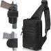 TECEUM Tactical Compact Sling Bag  CCW for Everyday  for R&L Hand  Shoulder Crossbody Bag for Concealed Carry of Handgun Black