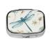Dragonfly Printing 2 Compartment Small Pill Case Cute Small Pill Box Purse Pill Boxs Travel Pill Organizer for Pocket Purse and Travel Gifts
