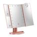 HMGOLD Makeup Vanity Mirror with LED Lights  2X 3X 10X Magnification Portable Makeup Mirror Gifts for Women  Dual Power Supply  Touch Control Dimmable  Travel Makeup Mirror Rose Gold