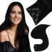 Easyouth black clip in extensions real hair clip extensions color pitch black real hair clip in extensions remy real hair #1 16 inch 120g 40.64 cm 1-11 cp #1 7PCs