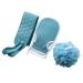 Beaupretty 1 Set Three Piece Bath Towel Set Shower Sponge Kit Exfoliating Gloves Bath Sponges for Shower Loofah Sponge Sponges for Bathing Body Sponge Brush Cloud Velvet Bath Ball Take a Bath Lake Blue