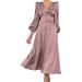 Hanxiulin ladies mini dress leisure dresses o-neck mini dresses heart neckline sexy dresses evening dress sequin dresses for women brown s