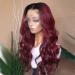 Seelaak Burgundy 13X4 HD Transparent Lace Front Body Wave Wig 100% Human Hair - Ombre Red T-99j, 200% Density, Natural Hairline for Black Women - 20 inch - Buy Online on GoSupps.com