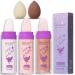 3 Colors Polvo De Hadas Highlighter Powder  Body Brightens Face Blusher Patting Powder Highlighter Makeup Body Glitter Stick with Makeup Sponge Set for Face Body Hair Cosmetic