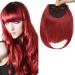 SEGO Clip in Pony Hairpiece Extensions Fringe Bangs One Piece In Front Hair Extension like Real Hair Dark Red-2