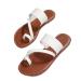 Summer Ladies Flat Sole Sandals Outdoor Casual PU Leather Cutout Slip-on Orthopedic Bunion Corrector Open Toe Sandals for Big Toe Foot Correction Sandals 5.5 White