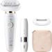 Braun Silk- pil 9 Flex epilator women / hair remover with flexible head including face hair remover wireless epilation wide head with 40 tweezers 9-005 white / gold flex 9005