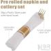 N9R 30 Pack Pre Rolled Gold Plastic Cutlery Set with Napkins - Disposable Silverware Set for Party and Wedding - Buy Online on GoSupps.com