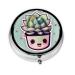 Smiling Succulentsround Pill Box 3 Compartment Round Pill Box Organizer Portable Travel Pill Box for Traveling.