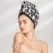 Leopard Print -Microfiber Hair Towel Super Absorbent Quick Dry Hair Turbans for Wet Hair Drying Hair Bonnet Cap for Curly Long Thick Hair Hair Towel Wrap with Button for Women Girls Kids