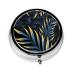 Leaves in The Darkround Pill Box 3 Compartment Round Pill Box Organizer Portable Travel Pill Box for Traveling.