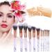 Nevsetpo Marble Makeup Brushes Set - 10+2pcs Marble Pink Brushes for Girls | Synthetic Foundation, Eyeshadow, Contour, Kabuki | Includes Sponge & Silicone Facial Brushes | Marble White - Pack of 1 - Buy Online on GoSupps.com