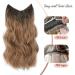 Invisible Wire Hair Extension Clip in Natural Wavy Synthetic Hair 20inch Ombre Caramelo with Dark Root - Adjustable Size, 2 Secure Clips - Long Curly Secret Hair Piece for Women - Buy Online on GoSupps.com