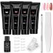 Lofuanna 4PCS Poly Gel Nail Kit 4 Colors with Slip Solution-Builder Gel Poly gel nail kit starter kit Clear&Pink&Dark nude&Nude Extension Gel Kit Professional Technician All in One French Kit