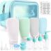 Noideeer 18 pieces silicone travel bottles set aircraft approval for travel bottles for filling suitable for shampoo lotion hair rinsing shower gel with label and transparent cultural bag Blue